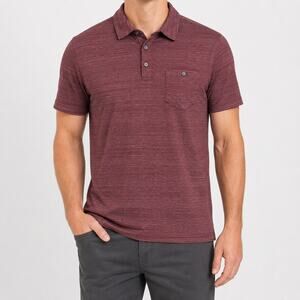 English Laundry Polo Shirt Mens Large Button Up Pocket Casual Burgundy Heather